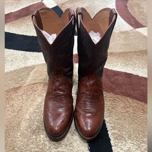 Tecovas Mens Cowboy Boots-Vamp Genuine Ostrich Smooth-Like New-10.5 D